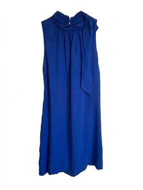 Ann Taylor Elegant Royal Blue Sleeveless Tie-Neck Dress Size 16